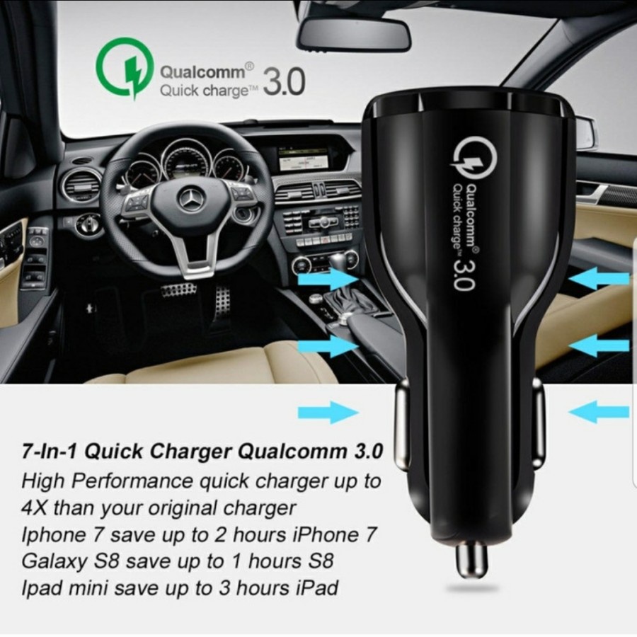 cas mobil type c 2 port USB 7A car charger suport fast charging Qualcomm quick charge 3.0 output 12volt