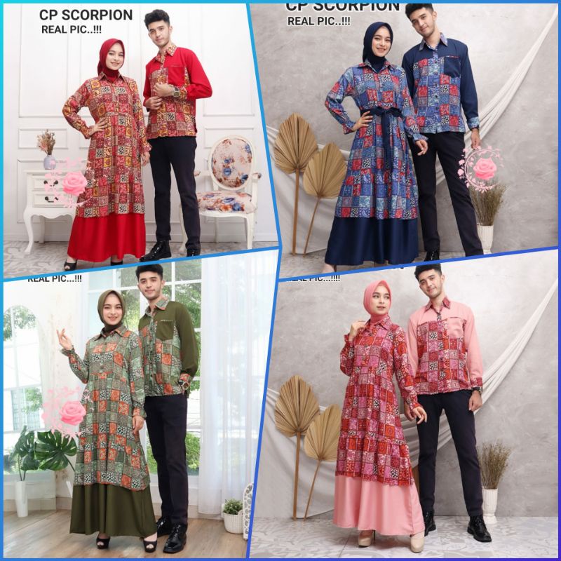 Couple pakaian set baju pasangan serasi bahagia kondangan pesta dress seragam keluarga suami istri w