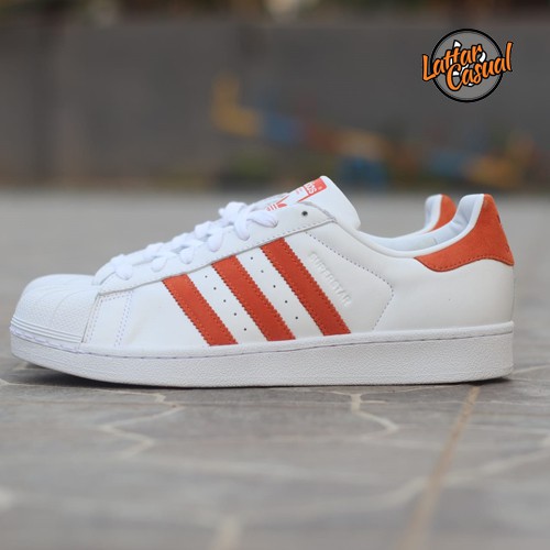 adidas superstar orange white