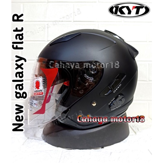 HELM KYT GALAXY FLAR R BLACK DOF FLAT VISOR|KYT GALAXI KACA DATAR