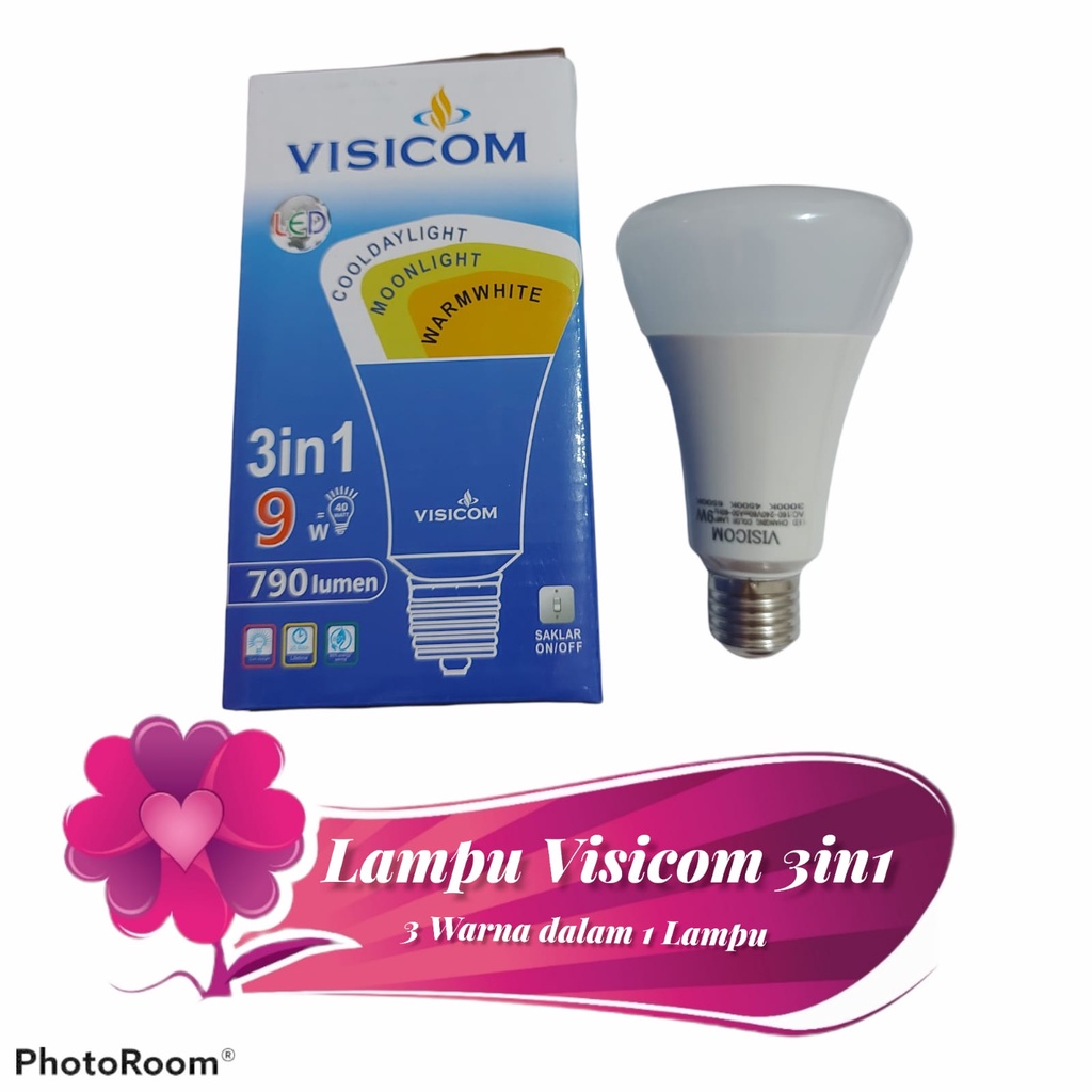 LAMPU LED VISICOM 3 WARNA 9W LAMPU 3 IN 1 HEMAT LISTRIK