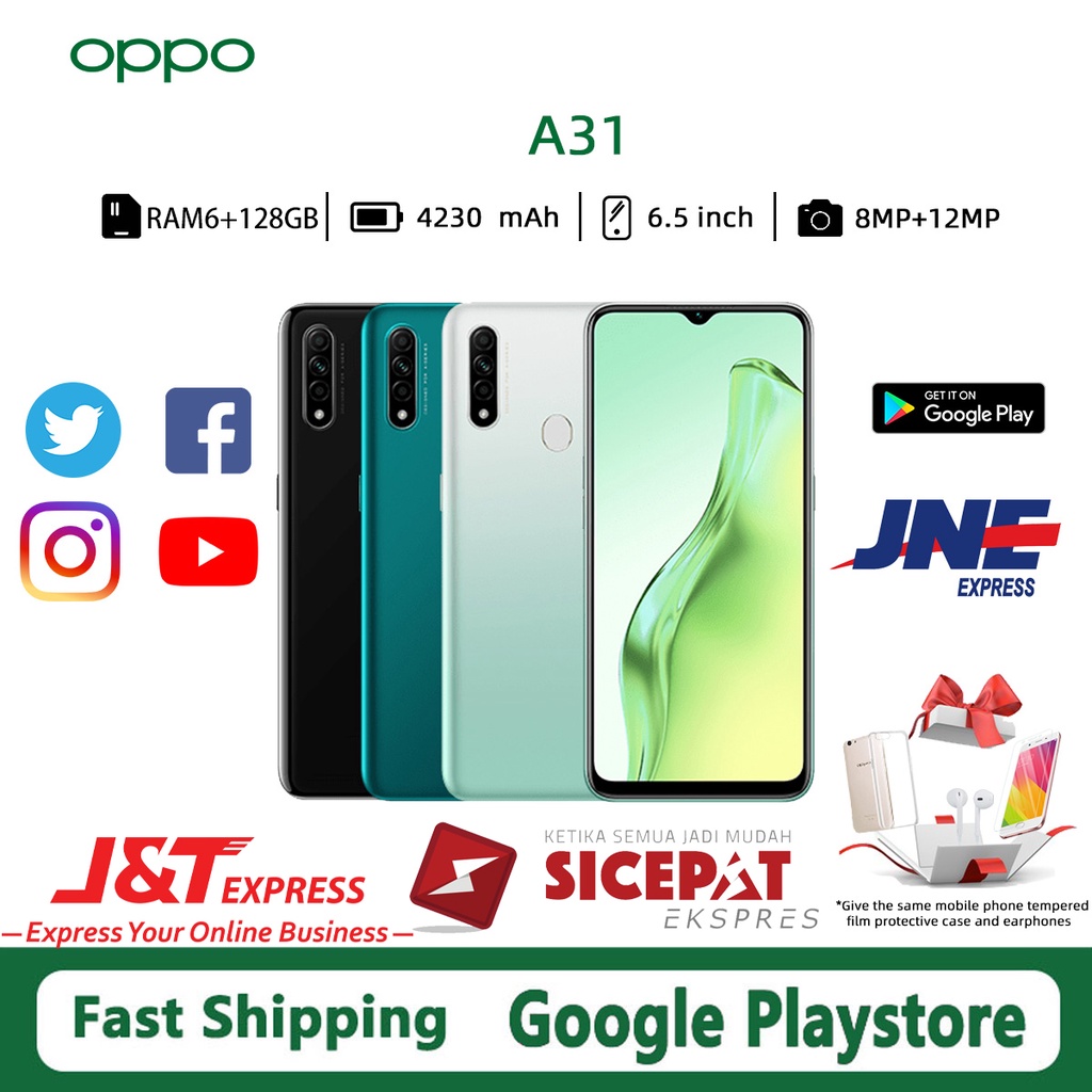 HP OPPO A31 RAM 6/128GB 6.5inches Smartphone Garansi 1 Tahun