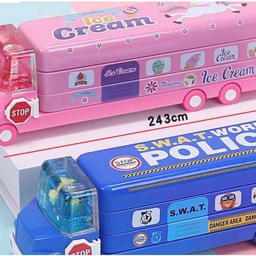 

Tempat Pensil Kotak Pensil Bus Double Decker Metal Series Unik Lucu