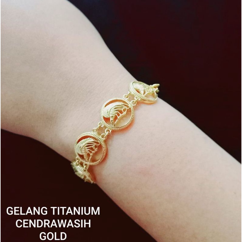 GELANG TANGAN TITANIUM CENDRAWASIH WARNA EMAS-GELANG TITANIUM CENDRAWASIH WANITA IMPORT BAGUS