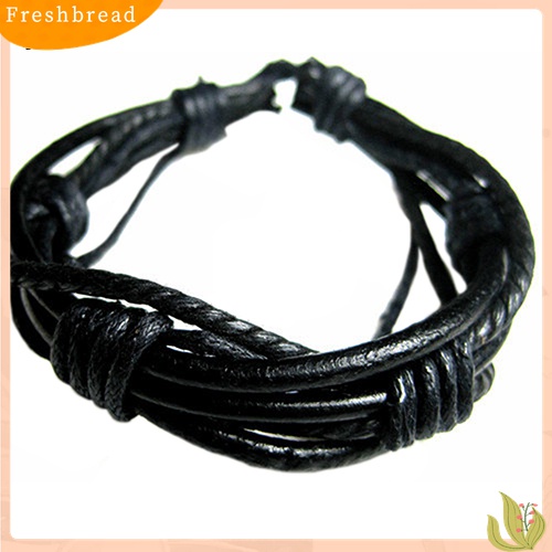 [TERLARIS]Men's Women's Braided Tribal Multilayer Bangle Faux Leather Cuff Bracelet Gift