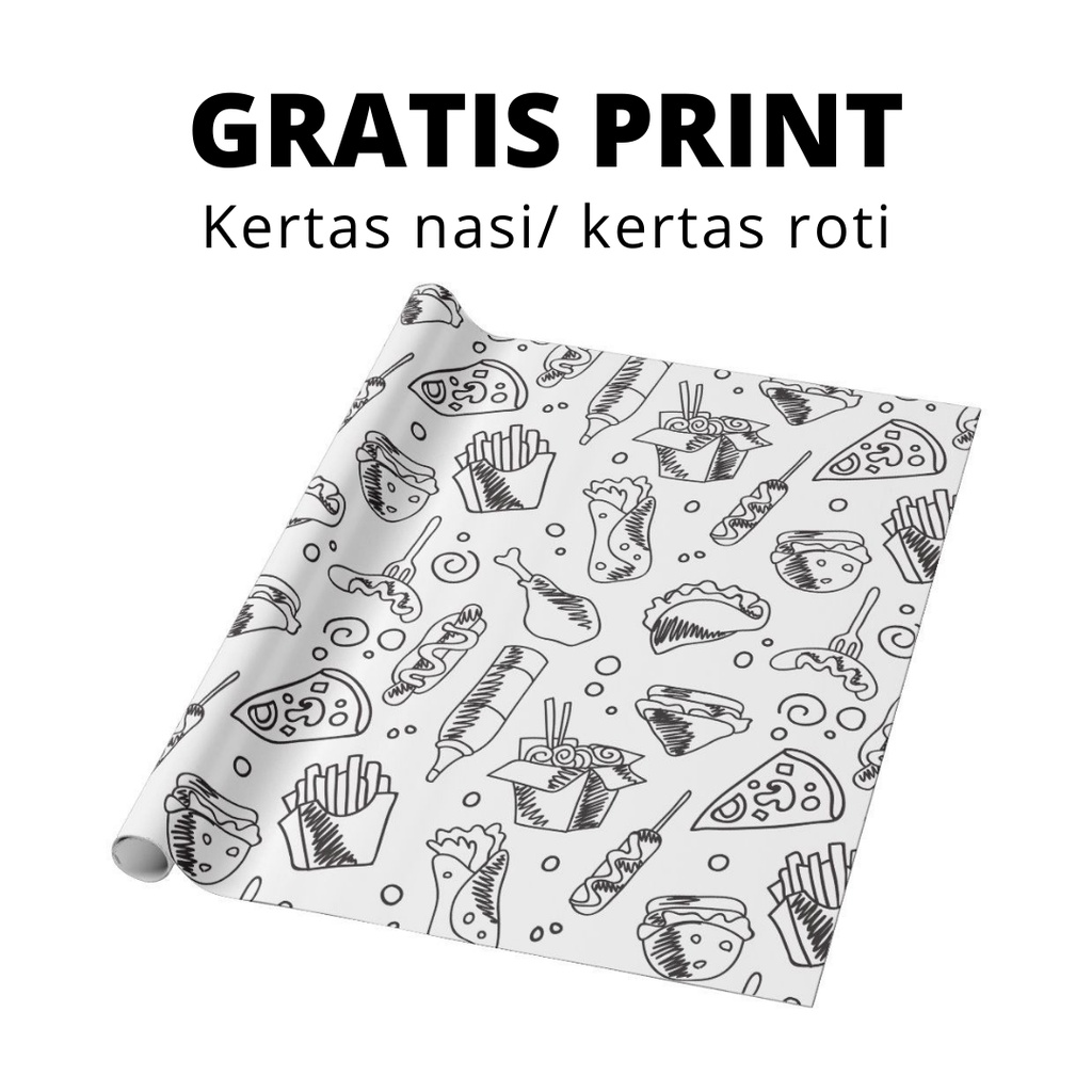 

CUSTOM GREASEPROOF PAPER 25x37 cm / kertas nasi / kertas roti