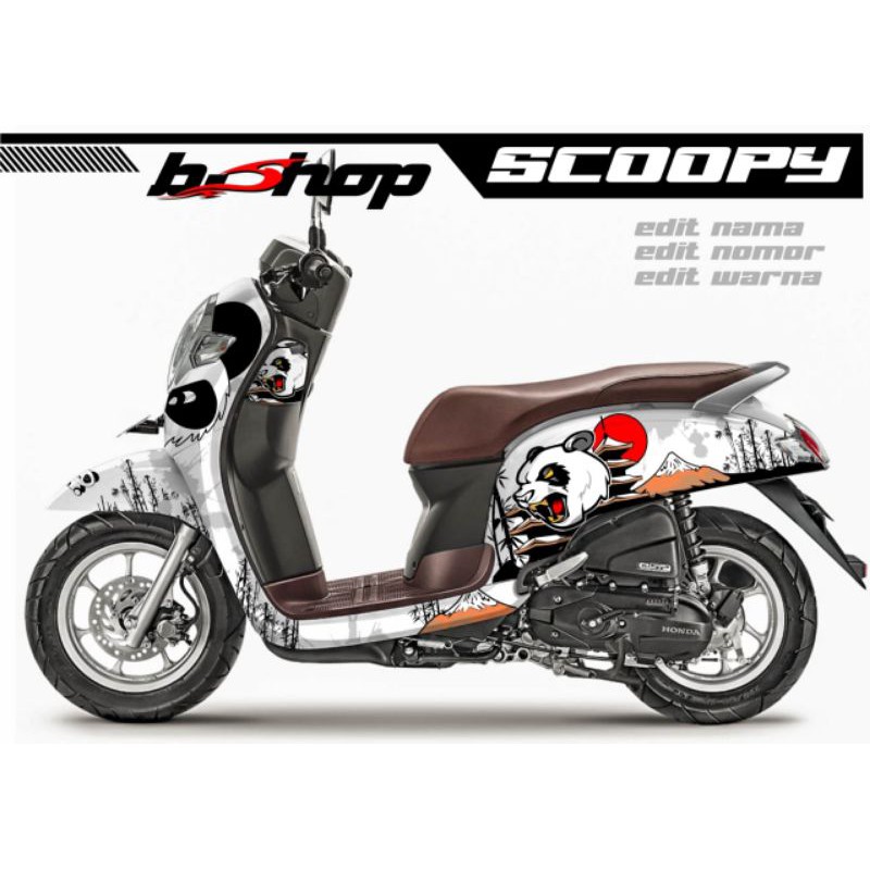 sticker decal scoopy panda white