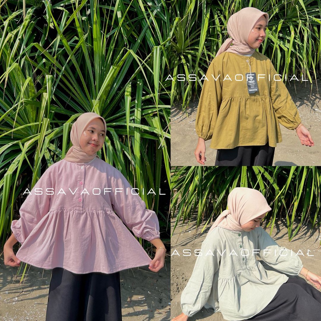 ALENSA BLOUSE ATASAN WANITA CASUAL - BLOUSE LINEN ATASAN WANITA - BLOUSE WANITA - ATASAN LINEN WANITA KEKINIAN - LINEN BLOUSE