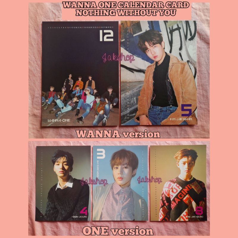 WANNA ONE NOTHING WITHOUT YOU CALENDAR CARD BAE JINYOUNG LAI GUANLIN