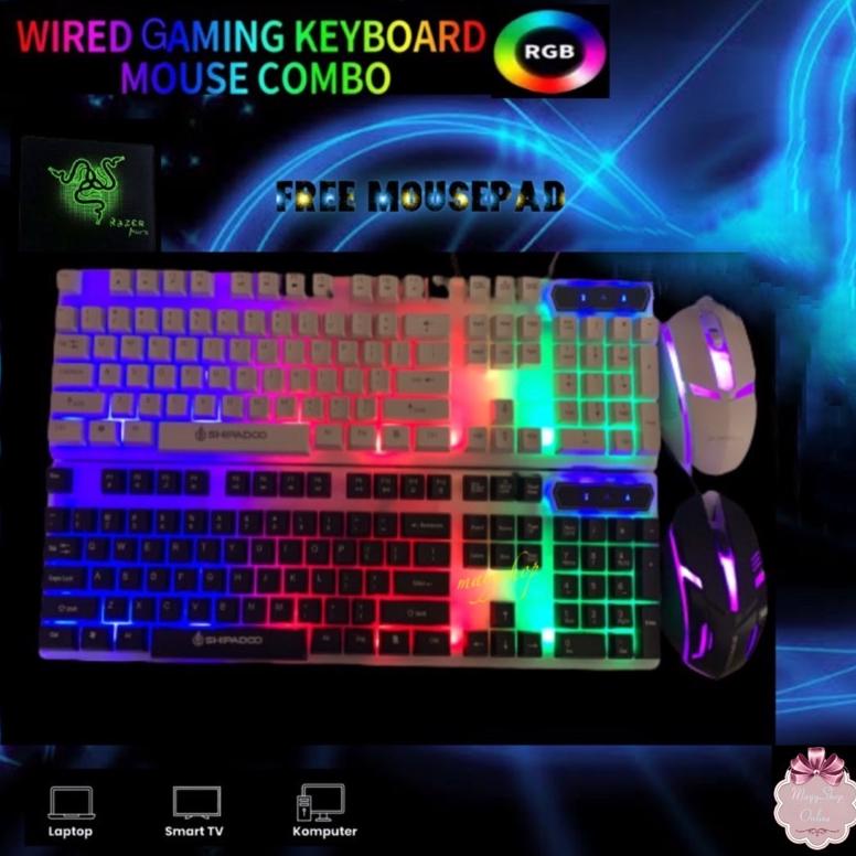 Keyboard Gaming Dan Mouse Gaming Rgb Usb Kabel Keyboard Mechanical Komputer