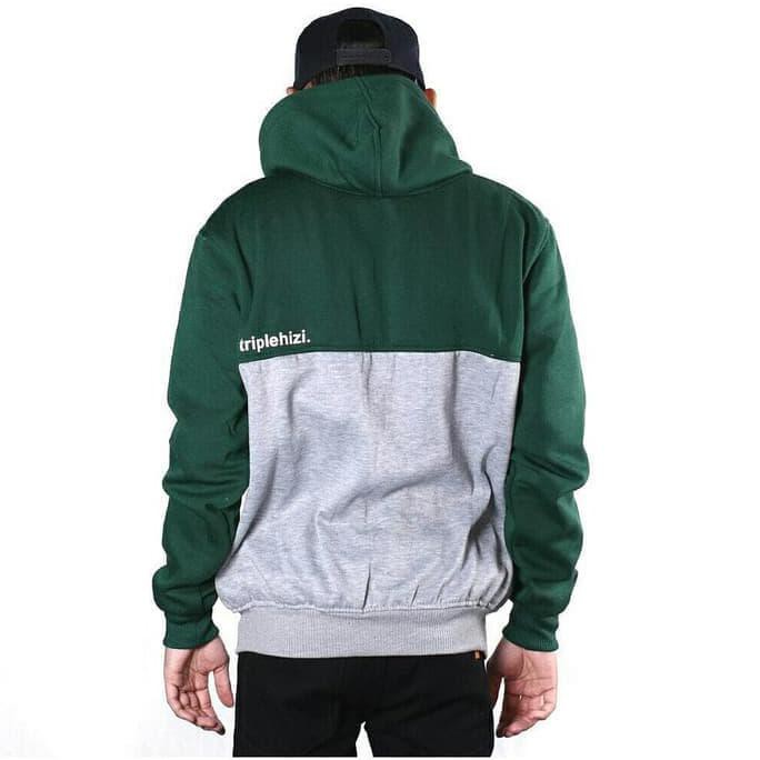 JAKET ZIPPER TRIPLE HIZI GREEN GREY