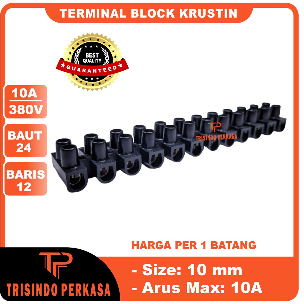 Terminal Krustin 10mm 10A 10Ampere Hitam Klustin Blok