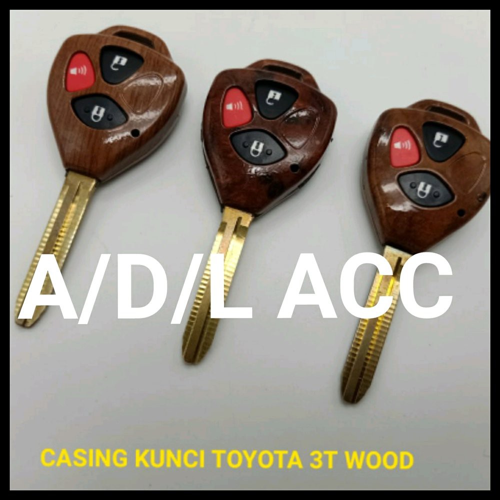 casing kasing kunci remote mobil Toyota Innova Inova 3 tombol MOTIF kayu / wood hitam ori