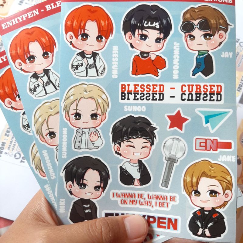 Sticker ENHYPEN BLESSED CURSED chibi fanart zkwon18