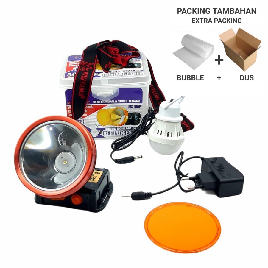 Senter Kepala LED * Mitsuyama * MS-160P * Led super terang * Senter Kepala MItsuyama Headlamp Senter Camping Hiking dll