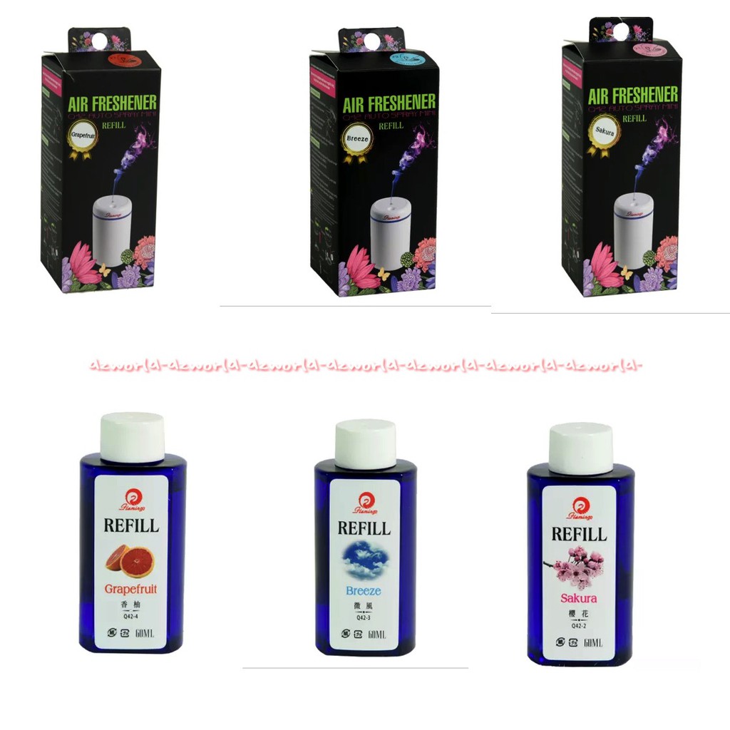 Flamingo 60ml Air Freshener Auto Spray Mini Jasmine Refill Pengharum Pewangi Mobil Isi Ulang Otomatis Spray Refil 60 ml