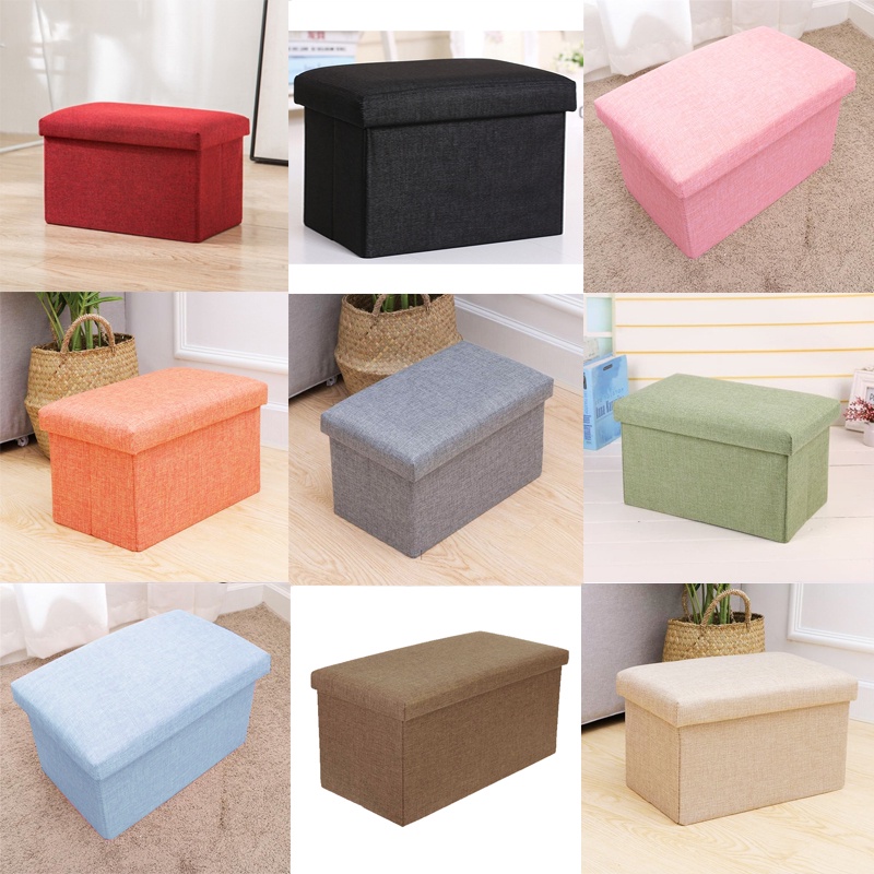 Storage Box Stool Foldable Kotak Penyimpanan Tempat Lipat Sofa Toy Box Kotak Organizer Container Baju Mainan