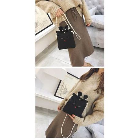 Tas Selempang Kanvas Emoticon Rabbit Fashion Wanita Korean Style Import