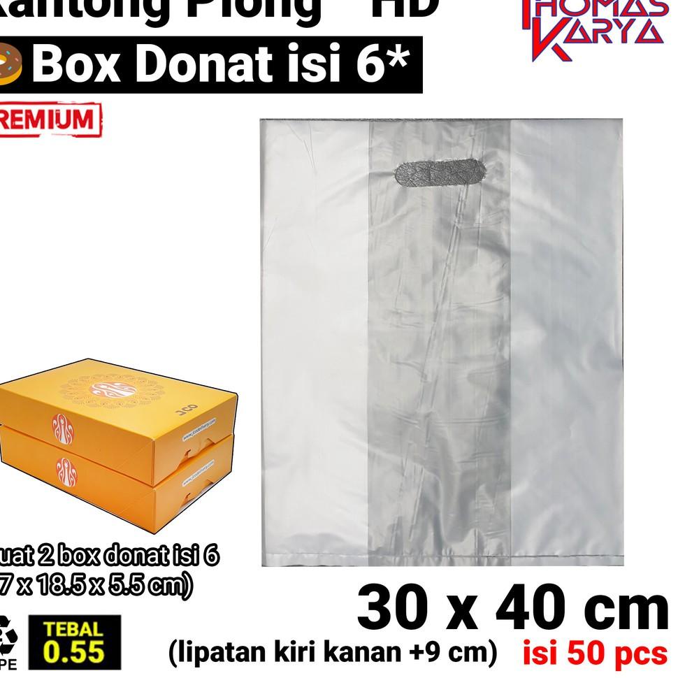 

ORI-513|⭐ 30x40 cm Kantong Plong HD Box (lipatan 9 cm) Plastik Box Donat Isi 6 | Plastik Boks Donat