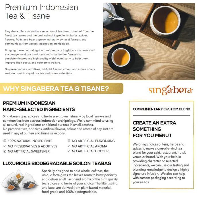 

SINGABERA TEH PREMIUM INDONESIA - SINGABERA CHAMOMILE LEMONGRASS 20TB