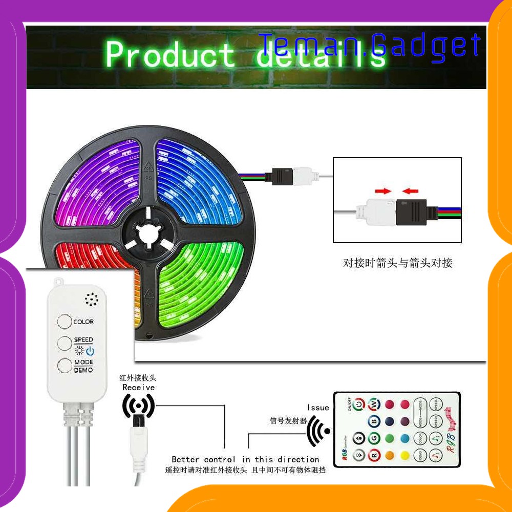 TG-DG035 GOOLOOK LAMPU LED STRIP DISCO MUSIC MODE RGB 10M CONTROLLER+REMOTE GL3