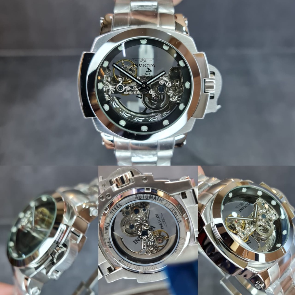 JAM TANGAN PRIA ANALOG INVICTA SKELETON AUTOMATIC CHAIN