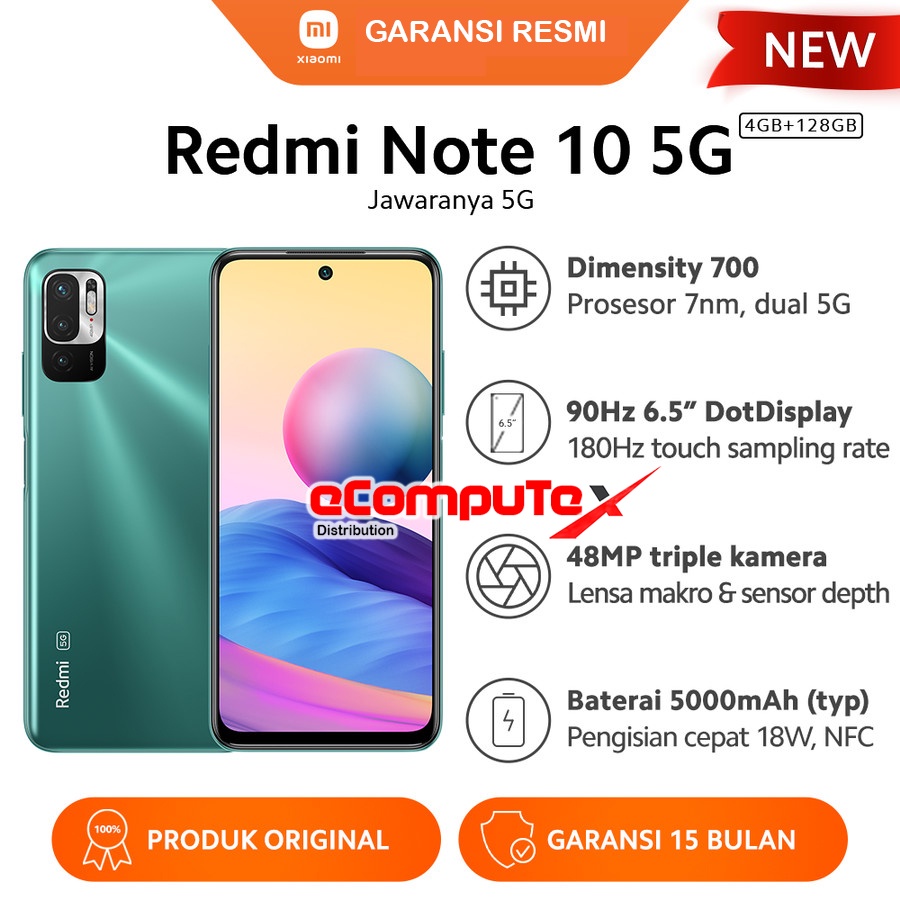 HANDPHONE XIAOMI REDMI NOTE 10 5G 4/128 / HP XIAO MI REDMI NOTE 10 5 G 4+128 ORIGINAL GARANSI RESMI