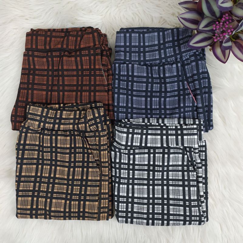 CELANA KULOT PANJANG MOTIF KOTAK / KOREA TARTAN PANTS HIGHWAIST /