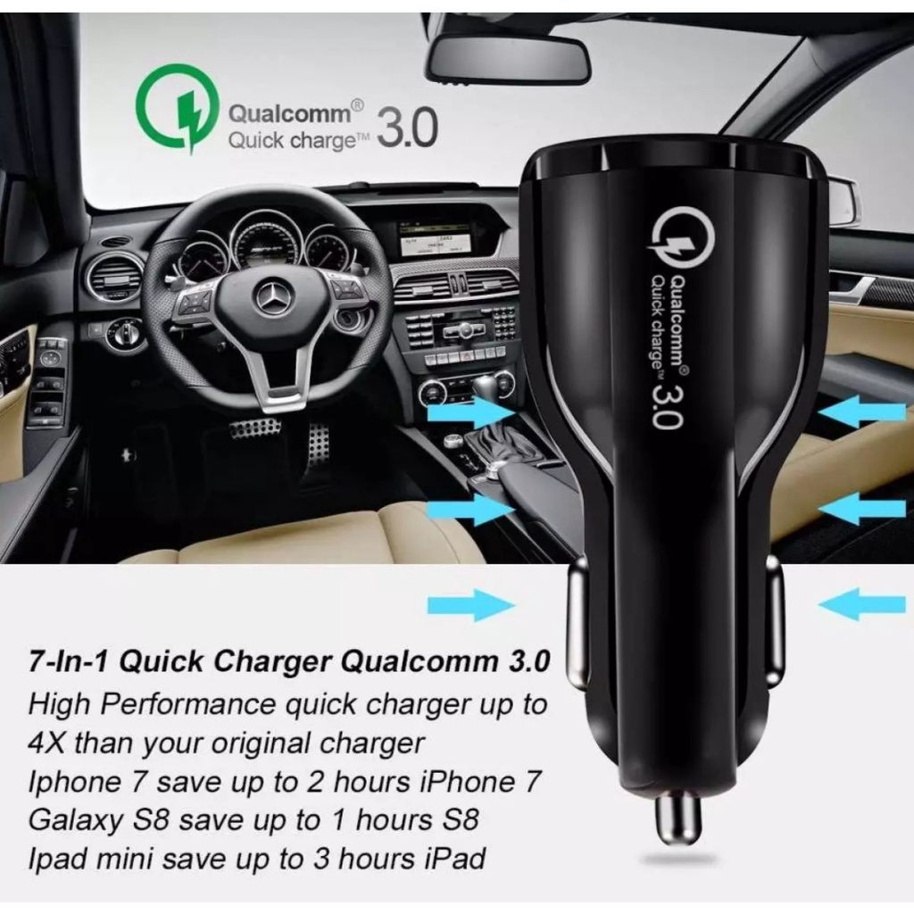 Car Charger 2 in 1 18W Charger Mobil QC 3.0 Car Charger 3.1A Dual USB Charging Qualcomm Quick Charge Fast Charging-Adaptor Mobil-Cas Charger Mobil Motor Fast 3.1 A