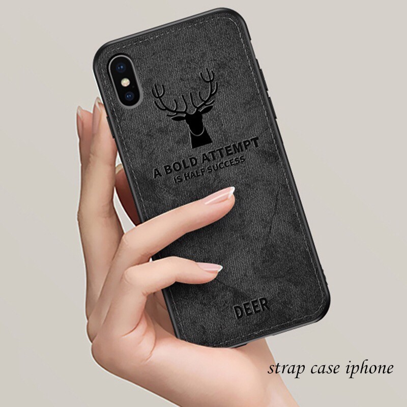 Soft TPU edge Canvas Embossed Deer Phone Cases For Iphone X Xs Max Xr 8 7 6 6s Plus Cover