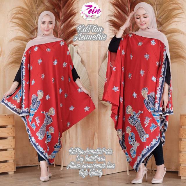 Kaftan batik paris asimetris