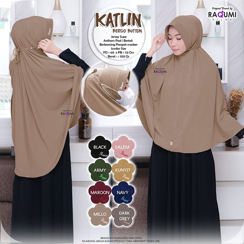 Katlin Bergo Button By Original Raqumi Hijab