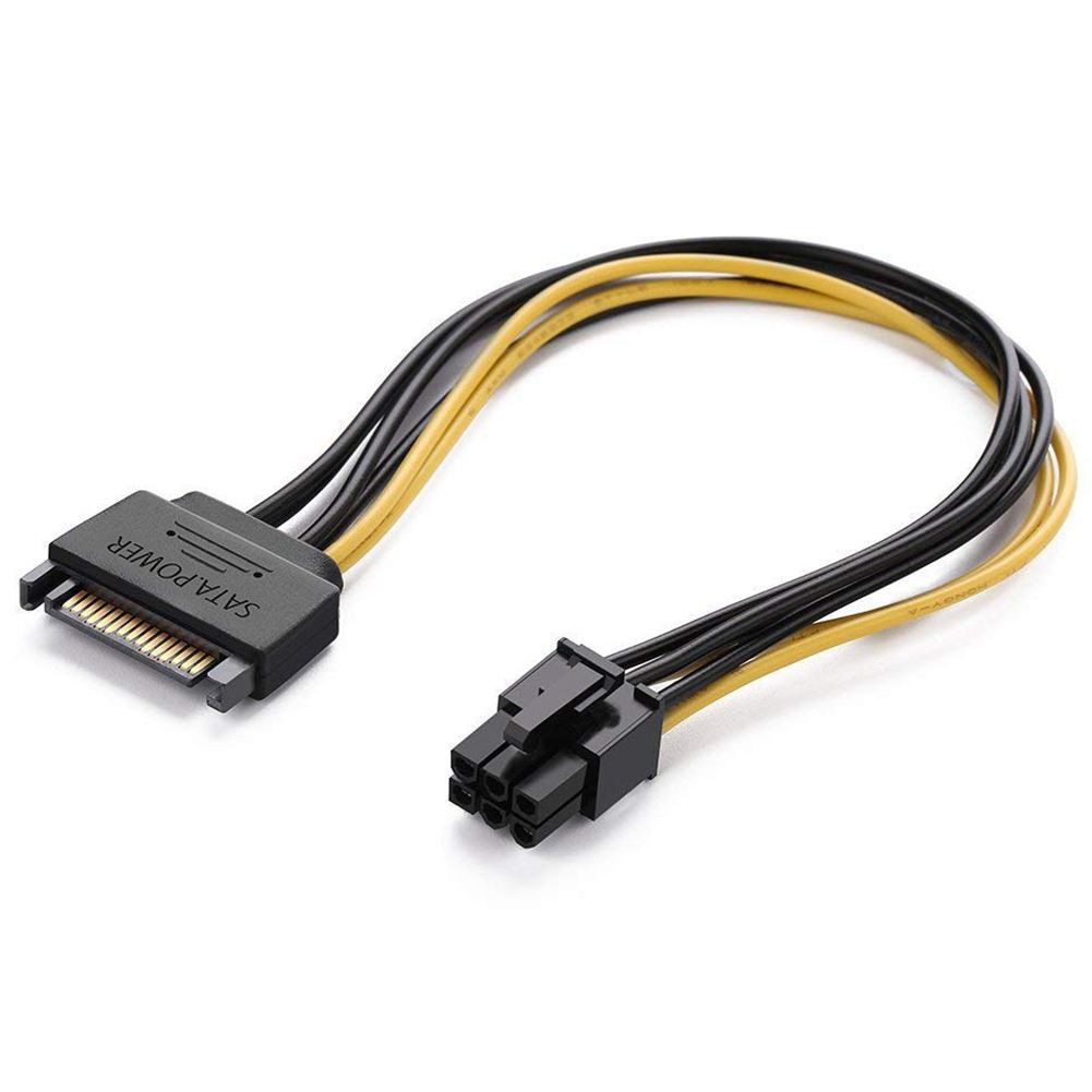 Kabel power 6 pin female to sata 15 pin male pci express vga card video adapter