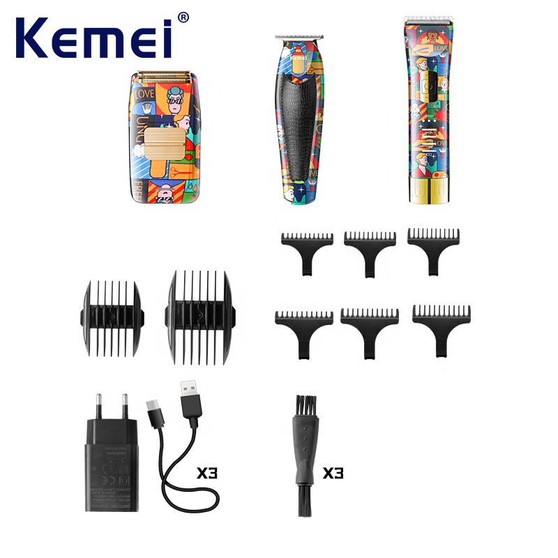 Kemei 3 in 1 KM-1102H KM-9305 KM-9306 Alat Cukur Rambut Elektrik Rechargeable