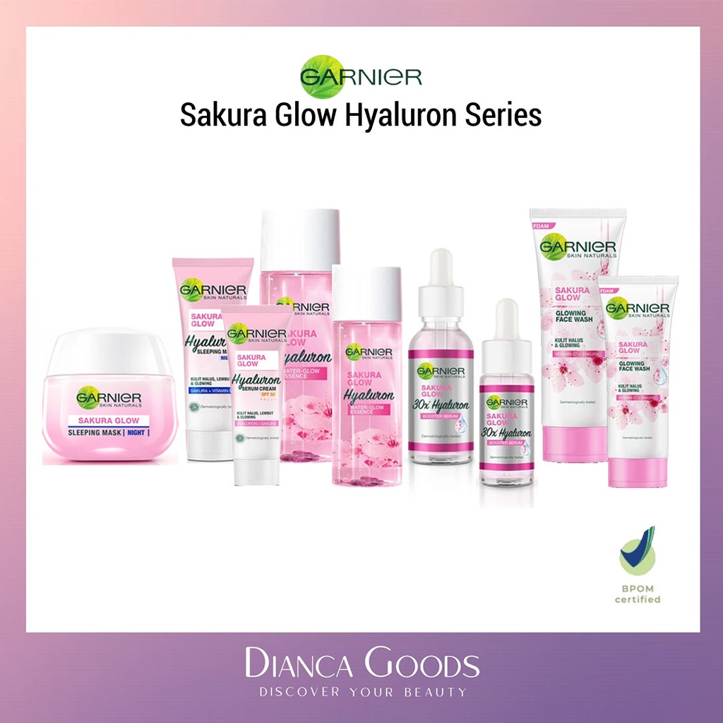 GARNIER Sakura Glow Hyaluron Series | Glowing Face Wash / Water Glow Essence / Booster Serum / Serum