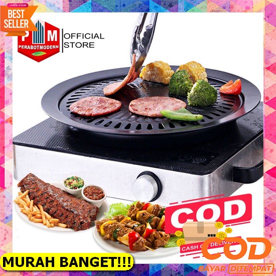 Bakaran Arang Galvalum Besar /Panggangan Sate, Ikan, Ayam Bakar Smokeless Bbq Grill Pan Bulat Kompor