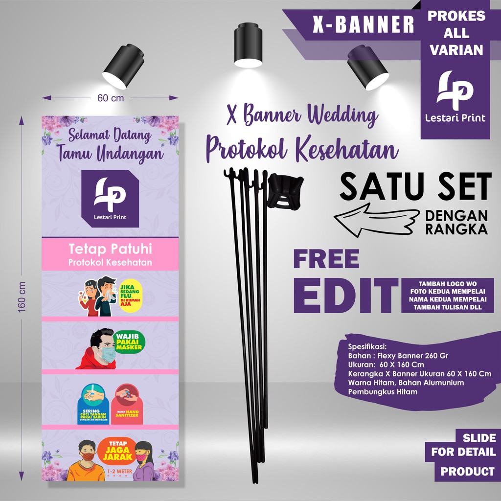 X BANNER PROTOKOL KESEHATAN / WEDDING / NIKAH / COVID 19 / CORONA / SPANDUK PROTOKOL KESEHATAN