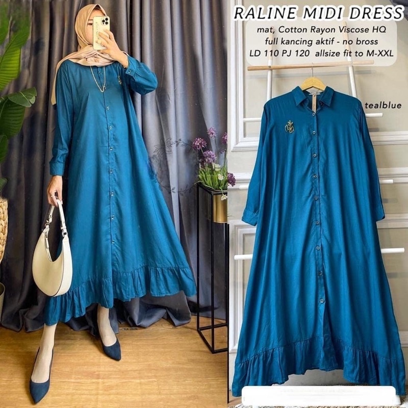 Raline Midi Dress Pakaian Wanita Terbaru Dress Midi Kekinian