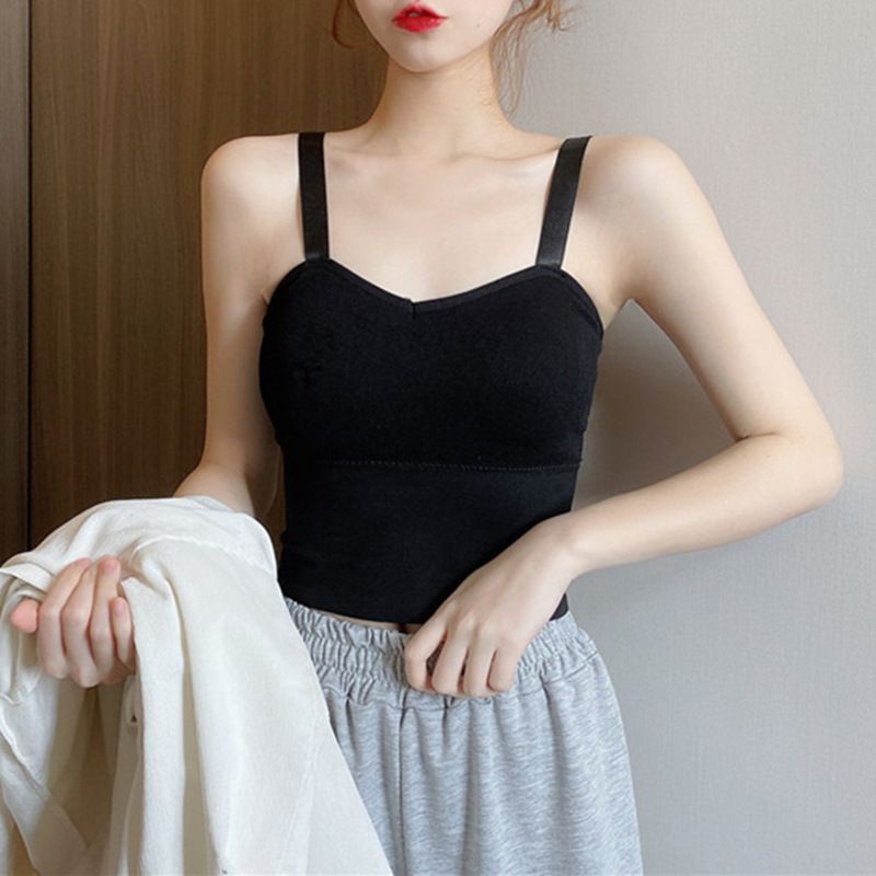 [ LINGERIE MASTER ] - (B-43) Tanktop Bra Fashion Pakaian Atasan Wanita Bh Olahraga Push Up Tanpa Kawat Elastis Sexy Import-B-43 Black