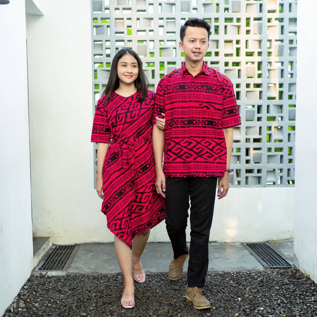 Baju Pasangan Couple Batik Dres Lancip Motif Songket