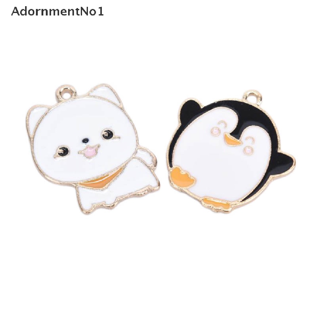 (AdornmentNo1) 10pcs / Set Liontin Enamel Bentuk Penguin / Anjing Bahan Alloy Untuk Kerajinan Tangan DIY