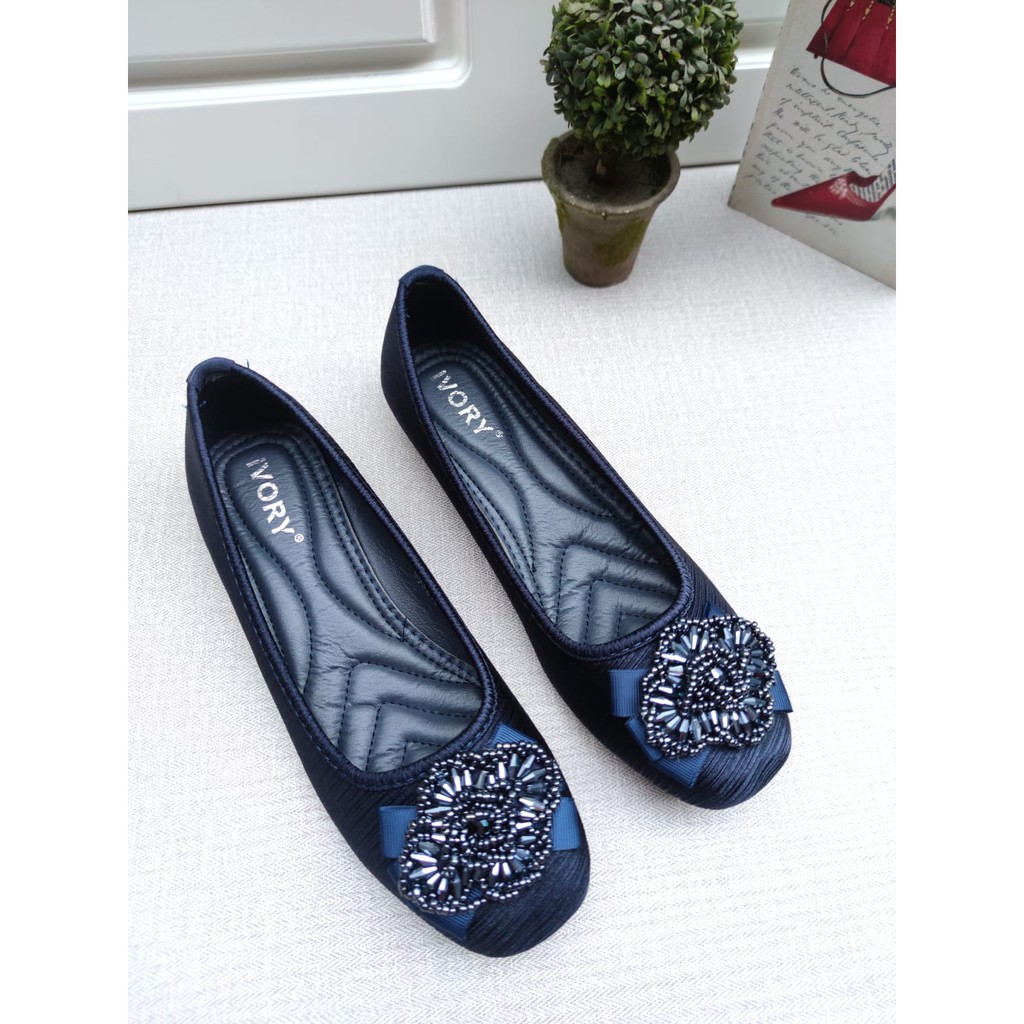 IVORY - Sepatu Wanita Flat Fashion Import Satin 993-E10