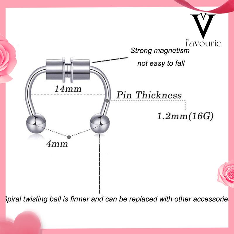 [COD]Stainless Steel Magnet Cincin Hidung Palsu Bentuk Horseshoe Baja Titanium Non Pierced Nose Studs-FA