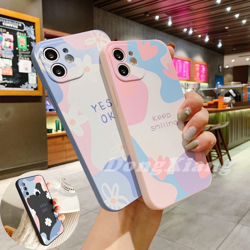 Keren Case Hp Case for VIVO Y21 Y21S Y20I Y20 Y12S Y12A Y20s Y11 Y12 Y17 Y19 Y91C Y1S V11i Y91 Y83 Y93 Y95 Y30 Y50 Y85 V9 Keep Smiling YES OK Chrysanthemum Pattern TPU Phone Cover Murah-Bisa COD DGX