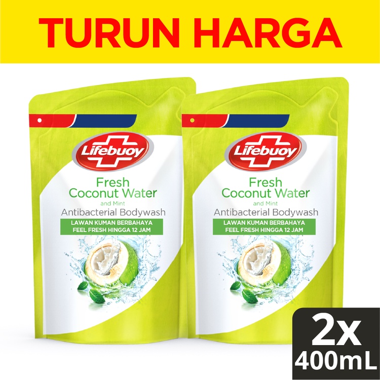 Jual Lifebuoy Body Wash Refill Fresh Coconut Water & Mint 400ml Multi