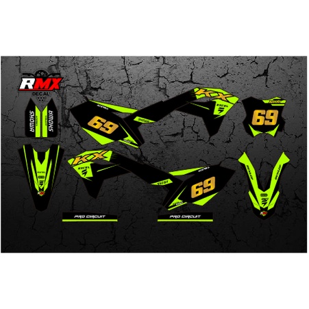 DECAL KX 250 F 2017 FULLBODY (002) DEKAL STIKER KX 250F KXF 2018 2019 2020 HITAM MERAH, KUNING, HIJA