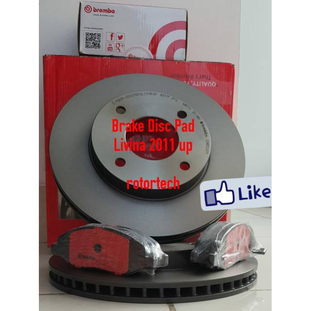 Paket Brake Disc Pad BREMBO Grand Livina tahun 2011 up