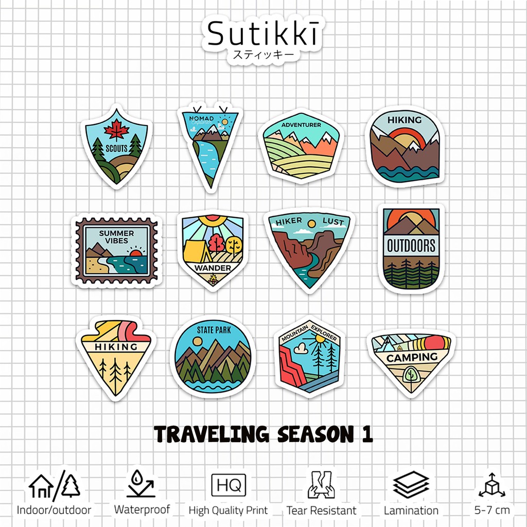 Sutikki | Sticker Pack Hobi Travelling Camping Gunung Stiker Laptop Aesthetic Vinyl | Season 1