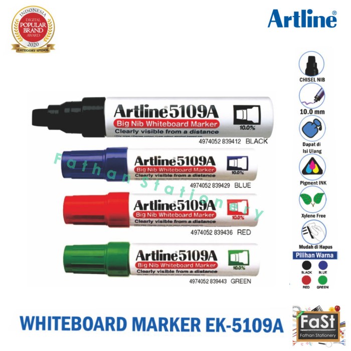 

Berkualitas Spidol Whiteboard Big Nib Artline Ek-5109A Bergaransi