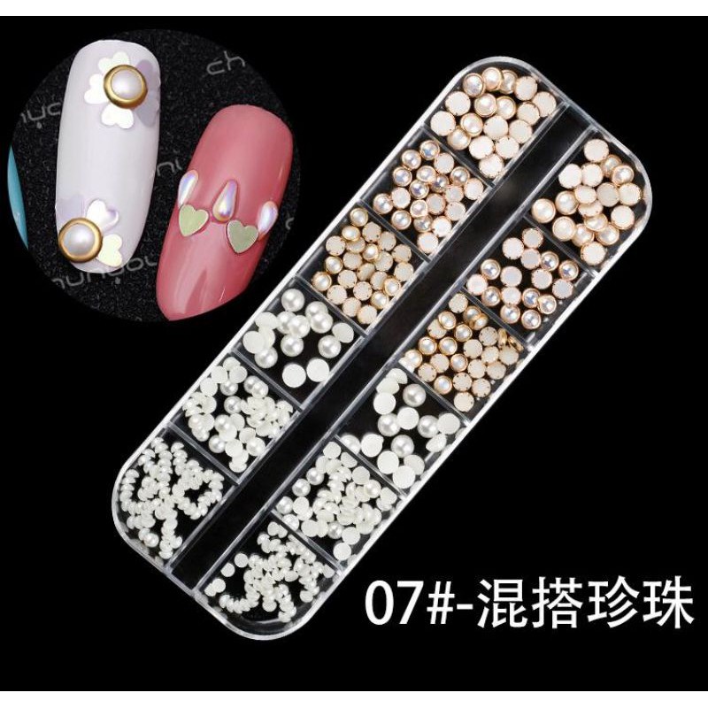 1 Set Hiasan Kuku Aksesoris Nail Art Hollow Metal Nail Art Decor Rhinestone